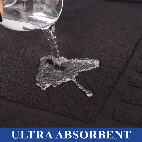 Leo Cotton Modern Absorbent Heavy Washable Bath Mat Set of 2