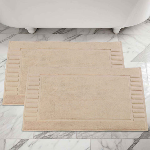 Leo Cotton Modern Absorbent Heavy Washable Bath Mat Set of 2