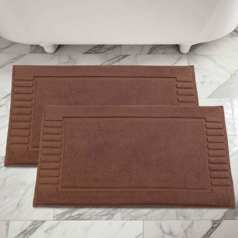 Leo Cotton Modern Absorbent Heavy Washable Bath Mat Set of 2