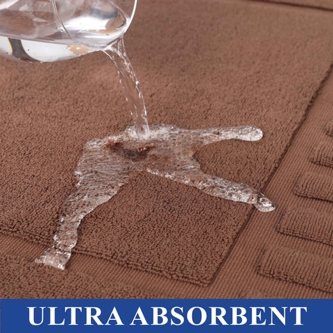 Leo Cotton Modern Absorbent Heavy Washable Bath Mat Set of 2
