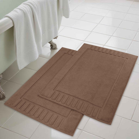 Leo Cotton Modern Absorbent Heavy Washable Bath Mat Set of 2