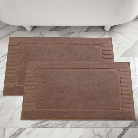 Leo Cotton Modern Absorbent Heavy Washable Bath Mat Set of 2