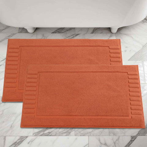 Leo Cotton Modern Absorbent Heavy Washable Bath Mat Set of 2