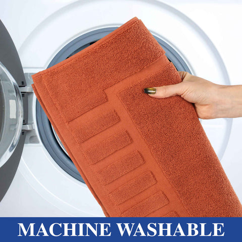 Leo Cotton Modern Absorbent Heavy Washable Bath Mat Set of 2
