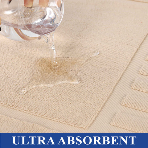 Leo Cotton Modern Absorbent Heavy Washable Bath Mat Set of 2