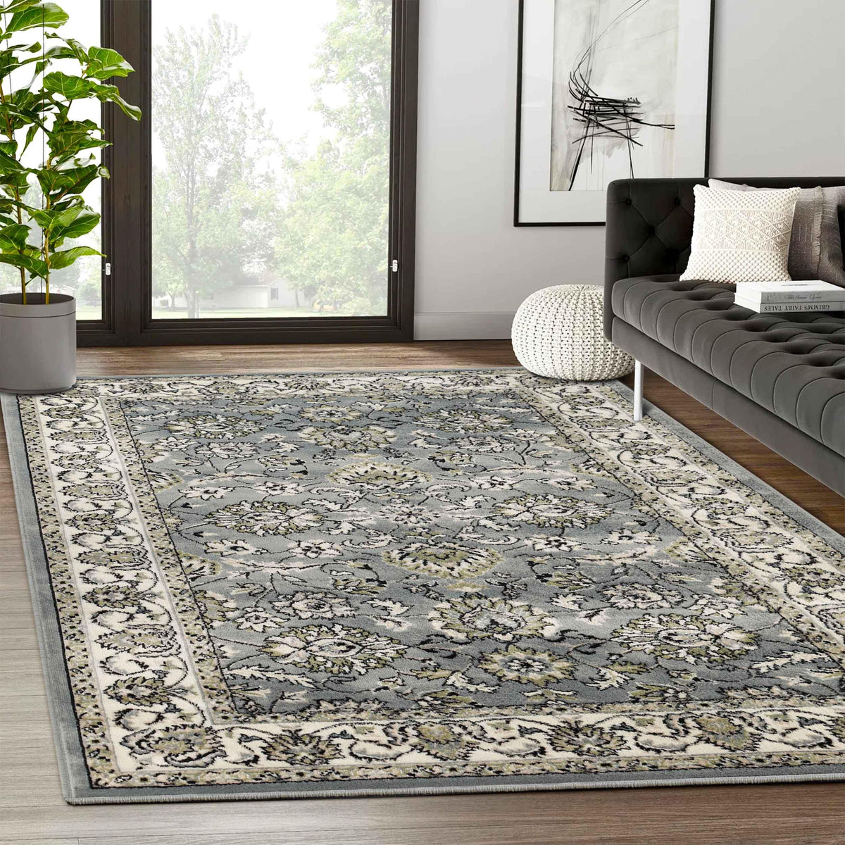 Lille Traditional Elegant Floral Textured Indoor Area Rug