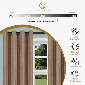 Linen Pattern Washable Room Darkening Blackout Curtain Set 42" - 8 Pieces