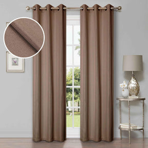Linen Pattern Washable Room Darkening Blackout Curtain Set 42" - 8 Pieces