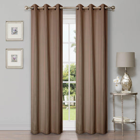 Linen Pattern Washable Room Darkening Blackout Curtain Set 42" - 8 Pieces