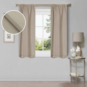 Linen Pattern Washable Room Darkening Blackout Curtains Set 26" - 8 Pieces