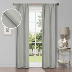 Linen Pattern Washable Room Darkening Blackout Curtains Set 26" - 8 Pieces