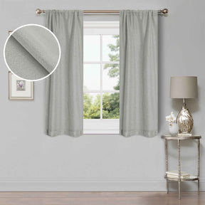 Linen Pattern Washable Room Darkening Blackout Curtains Set 26" - 8 Pieces