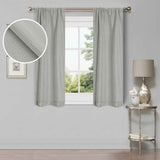 Linen Pattern Washable Room Darkening Blackout Curtains Set 26" - 4 Pieces
