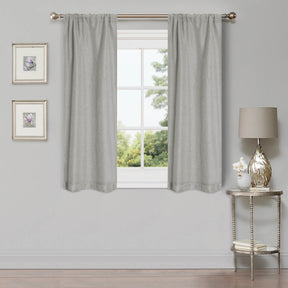 Linen Pattern Washable Room Darkening Blackout Curtains Set 26" - 8 Pieces