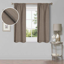 Linen Pattern Washable Room Darkening Blackout Curtains Set 26" - 8 Pieces