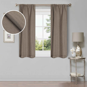 Linen Pattern Washable Room Darkening Blackout Curtains Set 26" - 8 Pieces