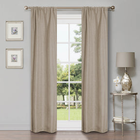 Linen Pattern Washable Room Darkening Blackout Curtains Set 26" - 8 Pieces