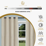 Linen Pattern Washable Room Darkening Blackout Curtain Set 52" - 4 Pieces