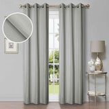 Linen Pattern Washable Room Darkening Blackout Curtain Set 42" - 8 Pieces