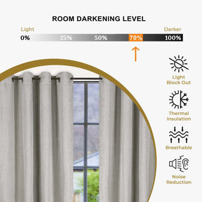 Linen Pattern Washable Room Darkening Blackout Curtain Set 42" - 8 Pieces