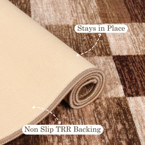 Lockwood Color Block Non-Slip Washable Indoor Area Rug or Runner