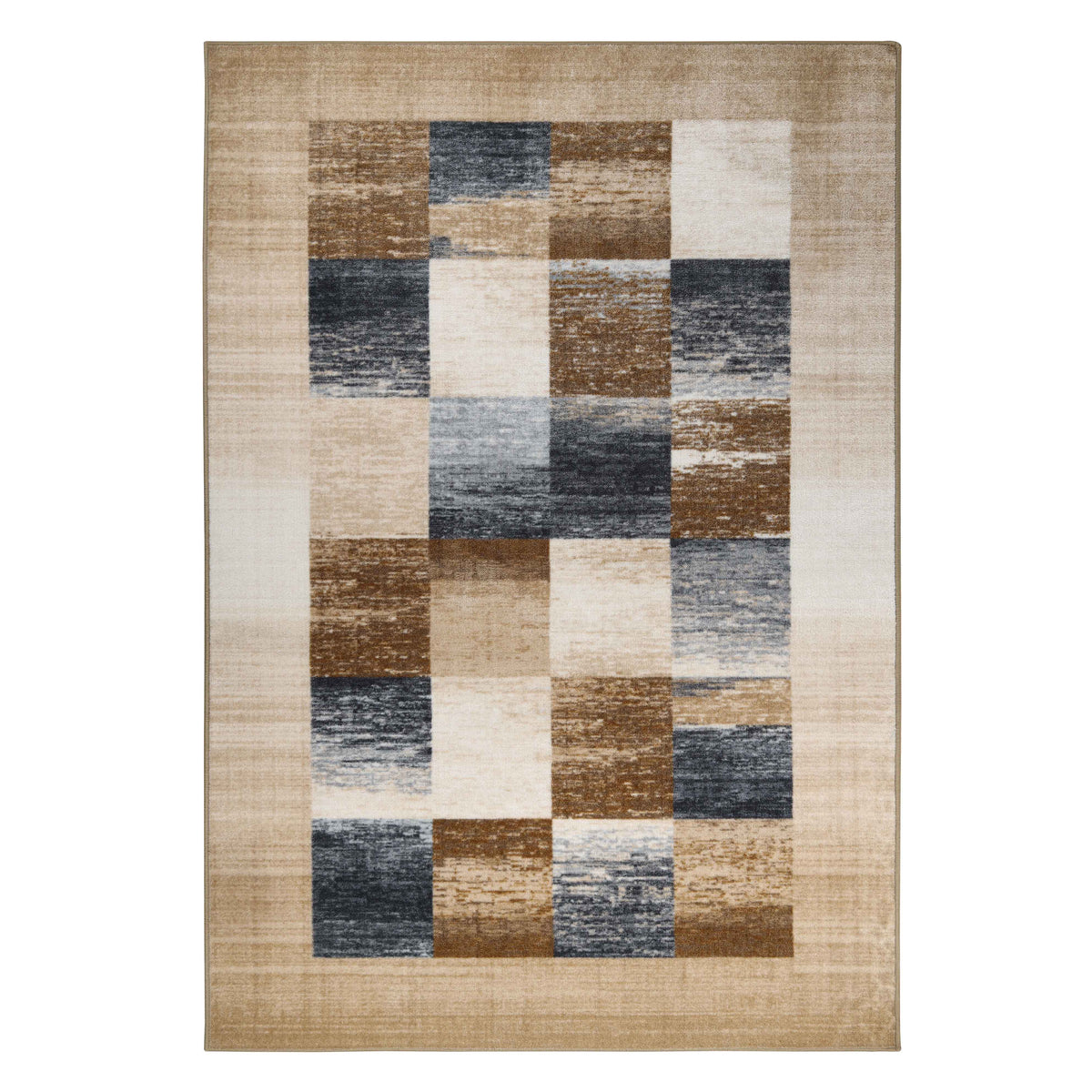 Lockwood Color Block Non-Slip Washable Indoor Area Rug or Runner