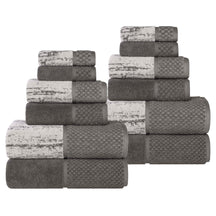 Lodie Cotton Jacquard Solid and Two-Toned 12 Piece Assorted Towel Set
