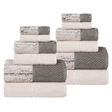 Lodie Cotton Jacquard Solid and Two-Toned 12 Piece Assorted Towel Set