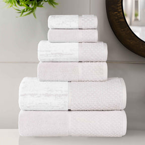 Lodie Cotton Jacquard Solid and Two-Toned 6 Piece Assorted Towel Set