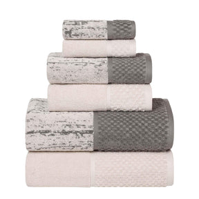 Lodie Cotton Jacquard Solid and Two-Toned 6 Piece Assorted Towel Set