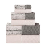 Lodie Cotton Jacquard Solid and Two-Toned 6 Piece Assorted Towel Set