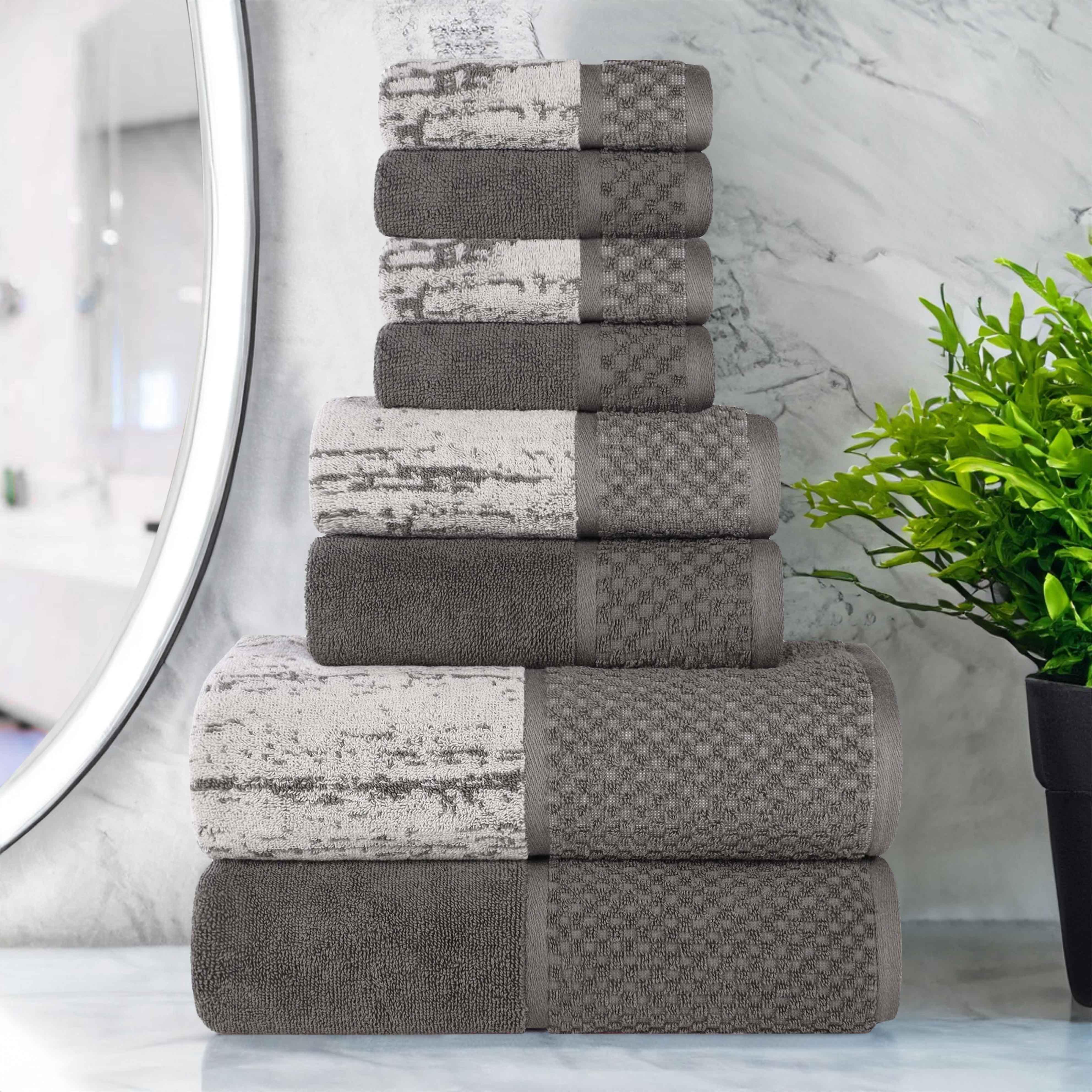 Lodie Cotton Jacquard Solid and Two-Toned 8 Piece Assorted Towel Set