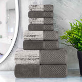 Lodie Cotton Jacquard Solid and Two-Toned 8 Piece Assorted Towel Set