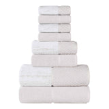 Lodie Cotton Jacquard Solid and Two-Toned 8 Piece Assorted Towel Set