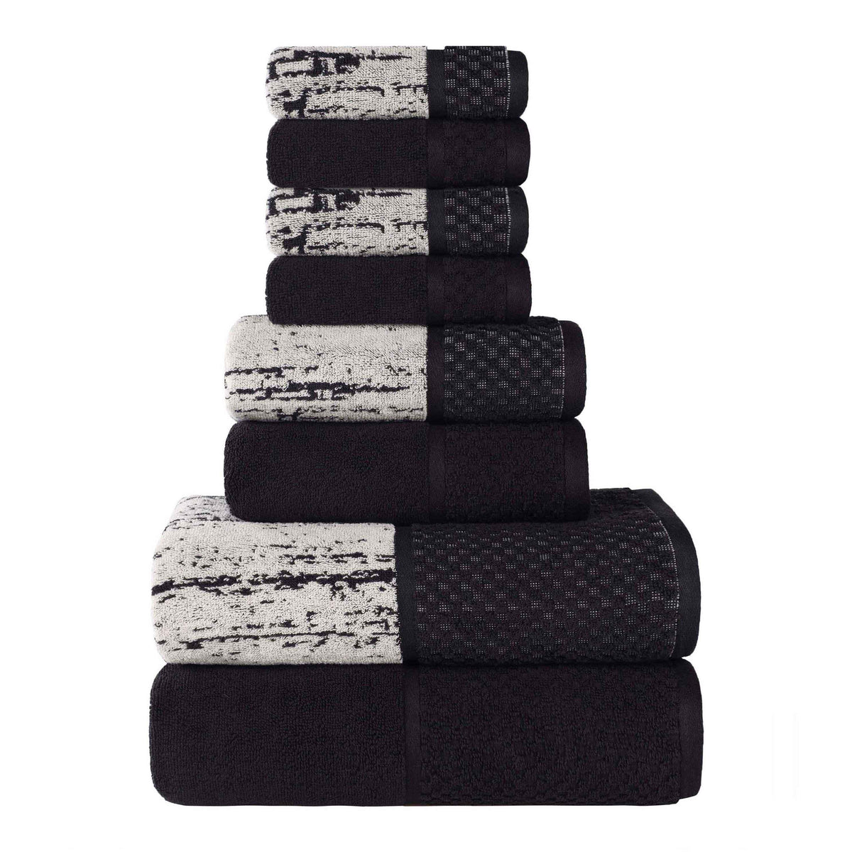 Lodie Cotton Jacquard Solid and Two-Toned 8 Piece Assorted Towel Set