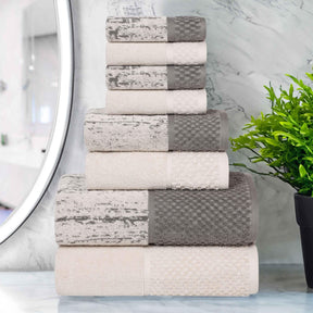Lodie Cotton Jacquard Solid and Two-Toned 8 Piece Assorted Towel Set