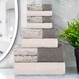 Lodie Cotton Jacquard Solid and Two-Toned 8 Piece Assorted Towel Set