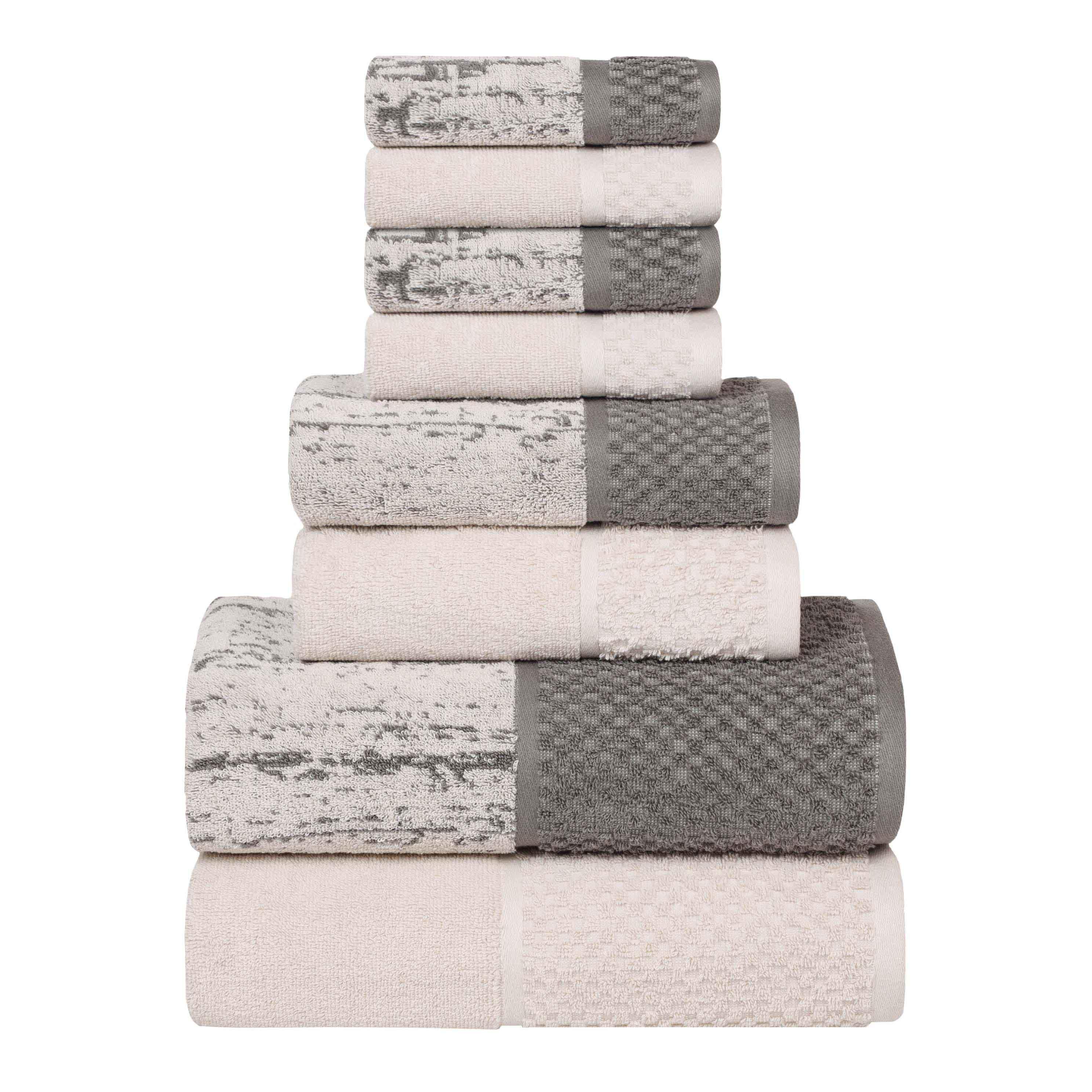 Lodie Cotton Jacquard Solid and Two-Toned 8 Piece Assorted Towel Set
