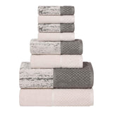 Lodie Cotton Jacquard Solid and Two-Toned 8 Piece Assorted Towel Set
