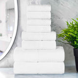 Lodie Cotton Jacquard Solid and Two-Toned 8 Piece Assorted Towel Set