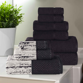 Lodie Cotton Jacquard Solid and Two-Toned 9 Piece Assorted Towel Set