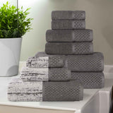 Lodie Cotton Jacquard Solid and Two-Toned 9 Piece Assorted Towel Set