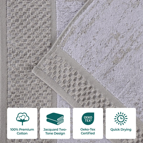 Lodie Cotton Jacquard Solid and Two-Toned 9 Piece Assorted Towel Set