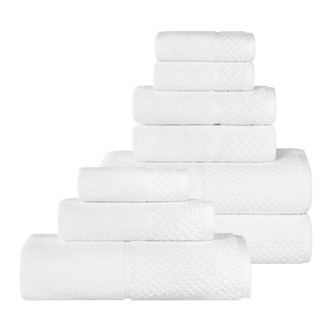 Lodie Cotton Jacquard Solid and Two-Toned 9 Piece Assorted Towel Set