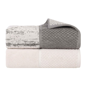 Lodie Cotton Jacquard Solid and Two-Toned Bath Sheet Set of 2