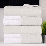 Lodie Cotton Jacquard Solid and Two-Toned Bath Towel Set of 4