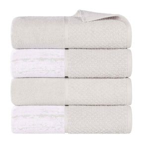 Lodie Cotton Jacquard Solid and Two-Toned Bath Towel Set of 4