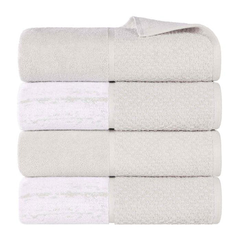 Lodie Cotton Jacquard Solid and Two-Toned Bath Towel Set of 4