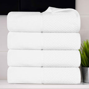 Lodie Cotton Jacquard Solid and Two-Toned Bath Towel Set of 4