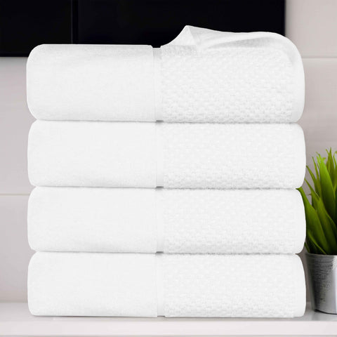 Lodie Cotton Jacquard Solid and Two-Toned Bath Towel Set of 4
